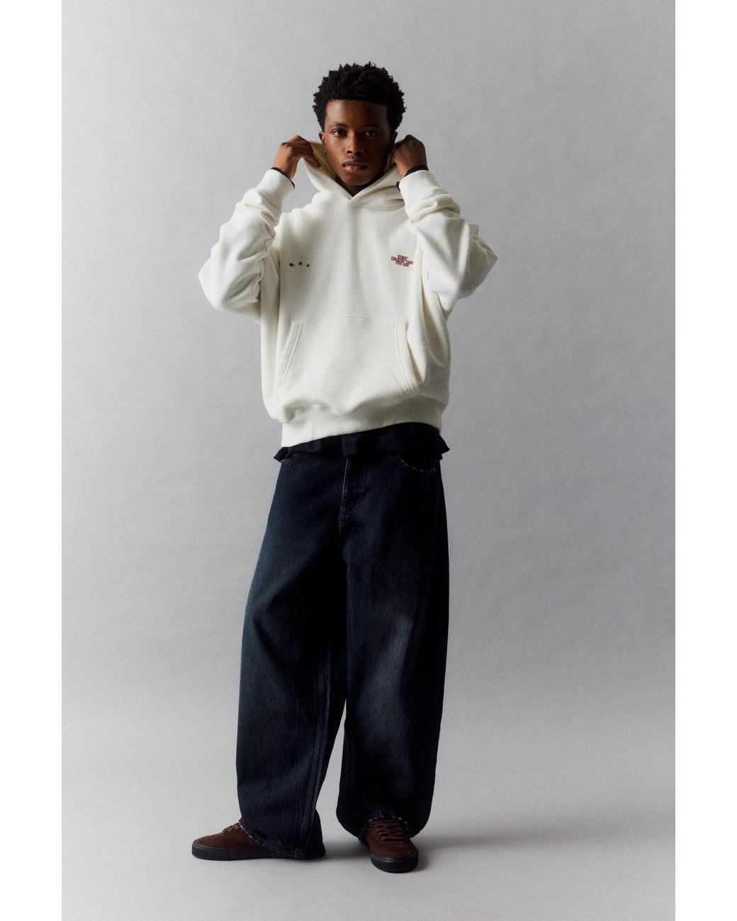 Pull&Bear Gray Stwd Star Hoodie for men