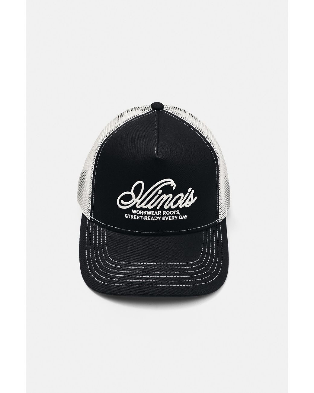Pull&Bear Black Illinois Trucker Cap for men