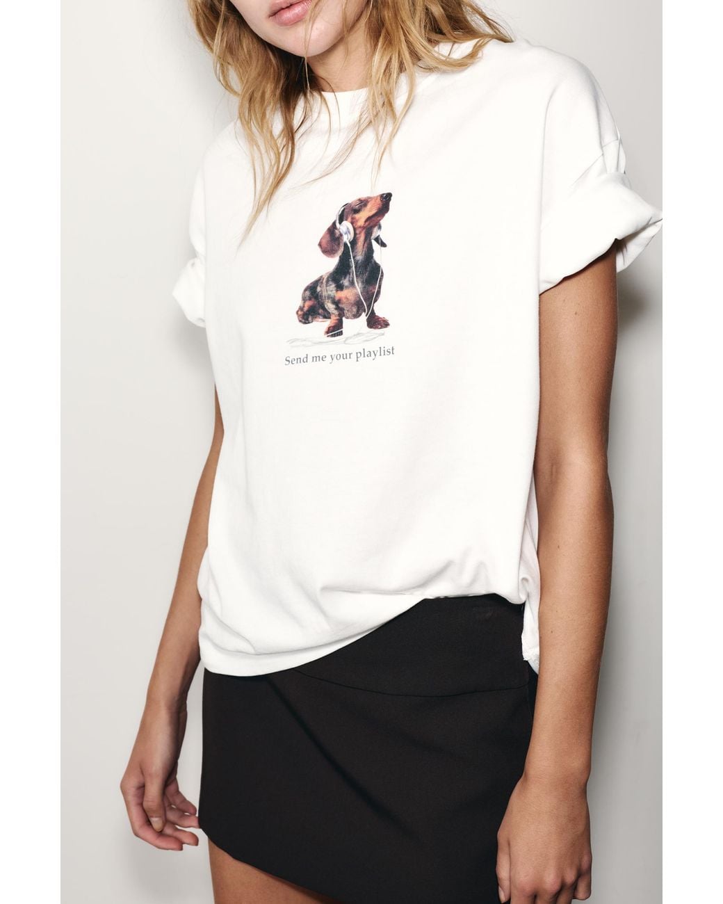 Pull&Bear White Regular Fit Dog Graphic T-Shirt