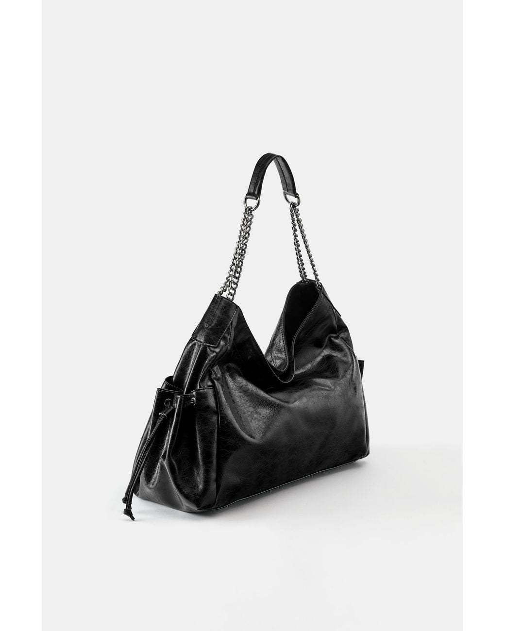 Pull&Bear Black Suede Chain Shopper Bag