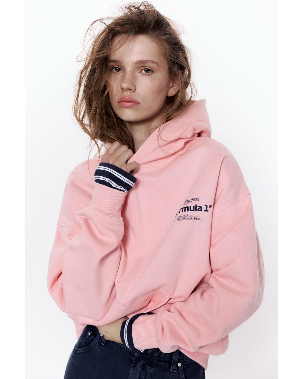 Pull&Bear Pink Disney X F1 Mickey Hood Sweatshirt