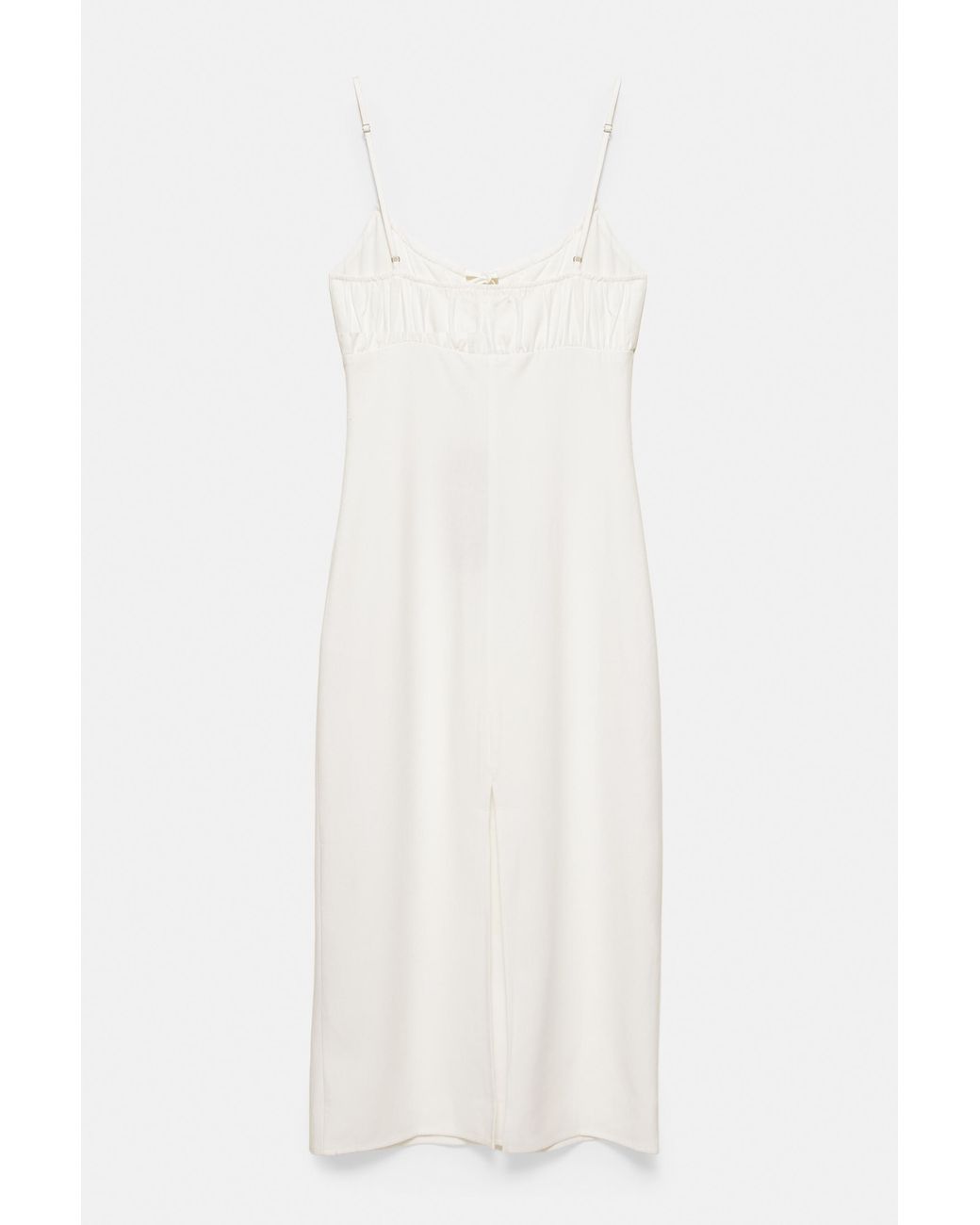 Pull&Bear White Midikleid Mit Leinenanteil