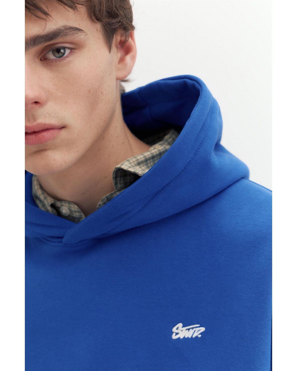 Pull&Bear Blue Stwd Logo Boxy Hoodie for men