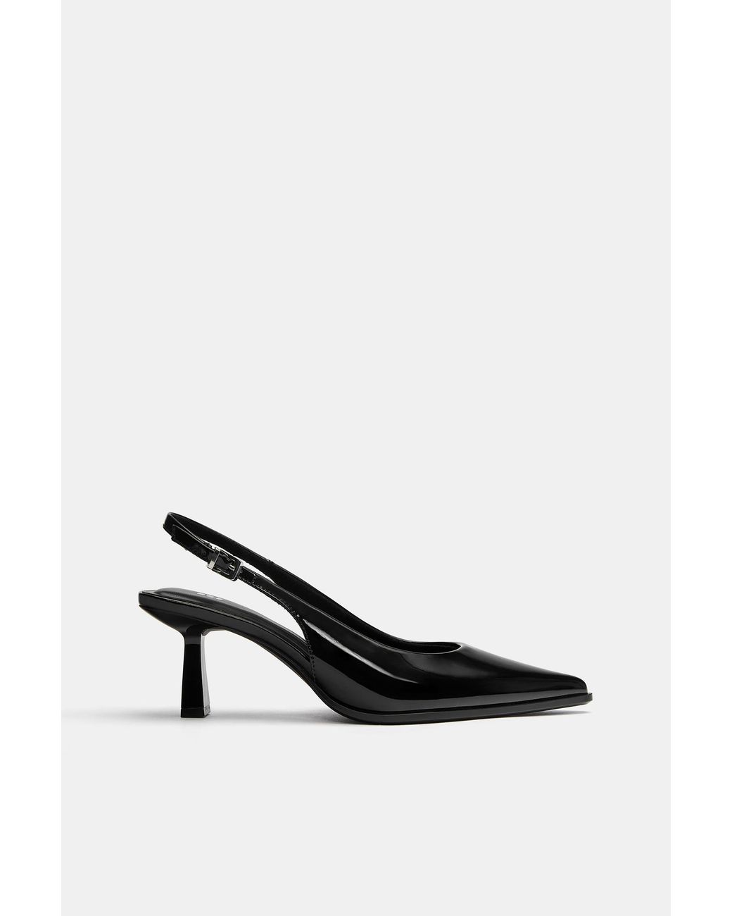 Pull&Bear Gray Patent Slingback Heels