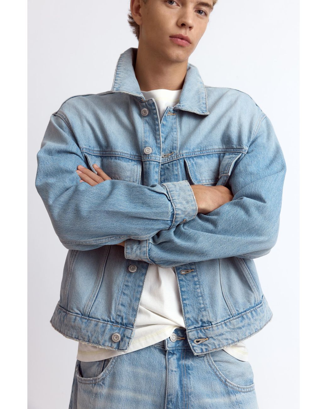 Pull&Bear Blue Trucker Denim Jacket for men