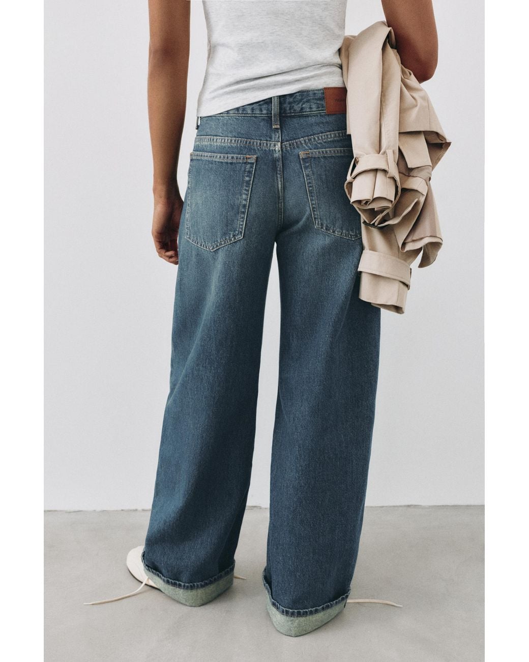 Pull&Bear Blue Balloon-Fit Baggy Jeans With Turn-Up Hems