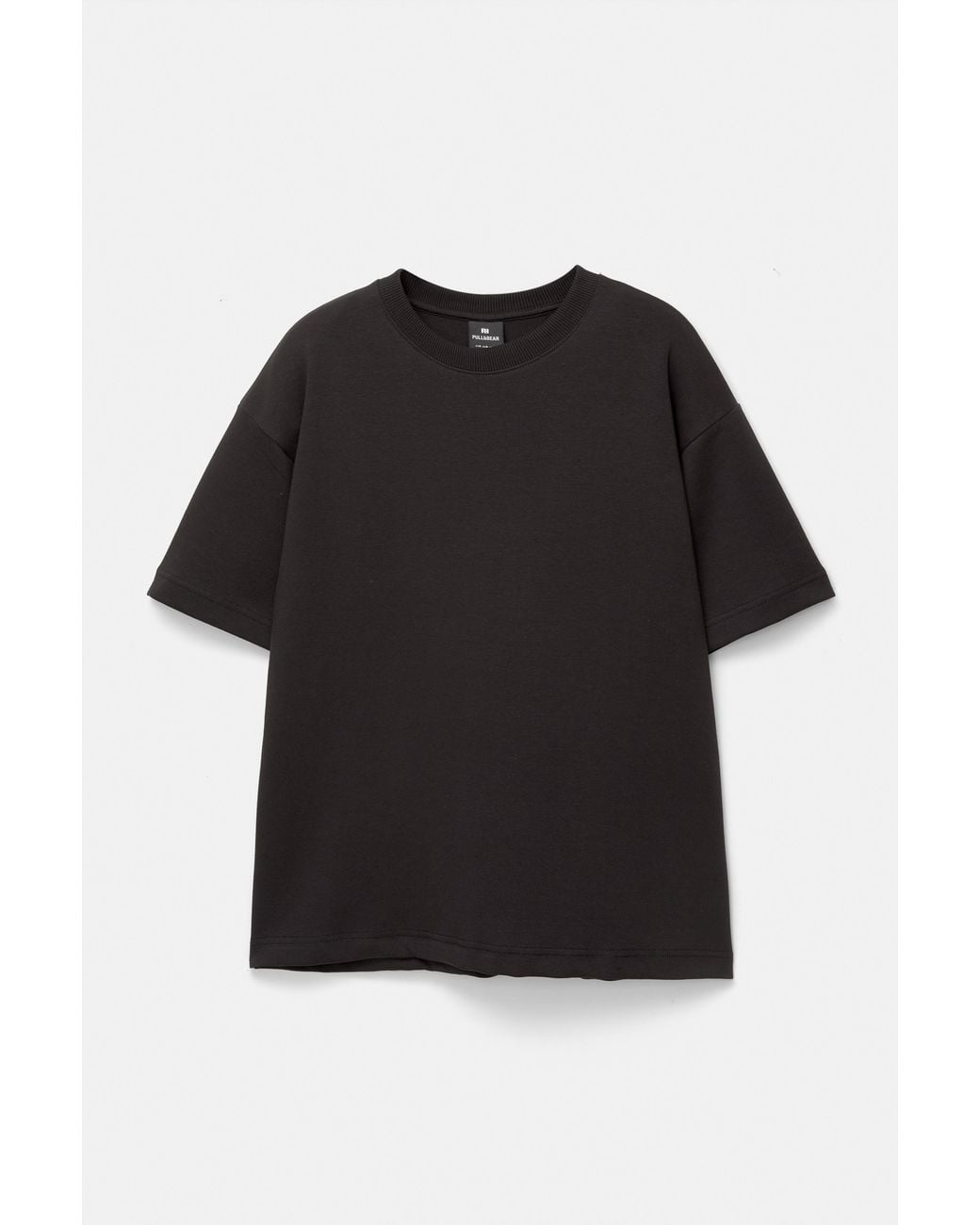 Pull&Bear Black Basic Short Sleeve Sweatshirt for men