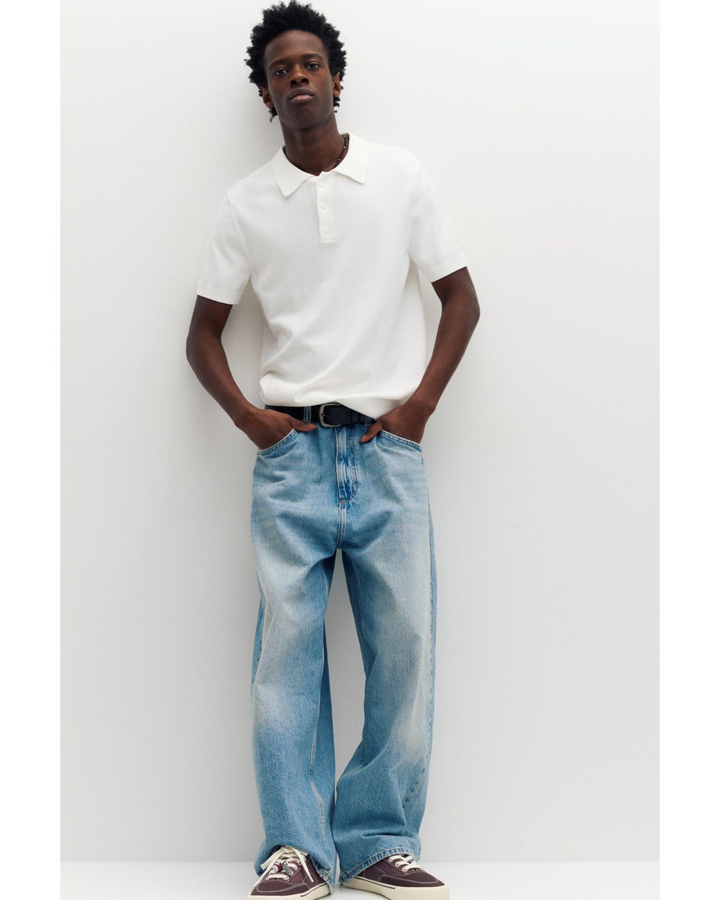 Polo di Pull&Bear in Blue da Uomo