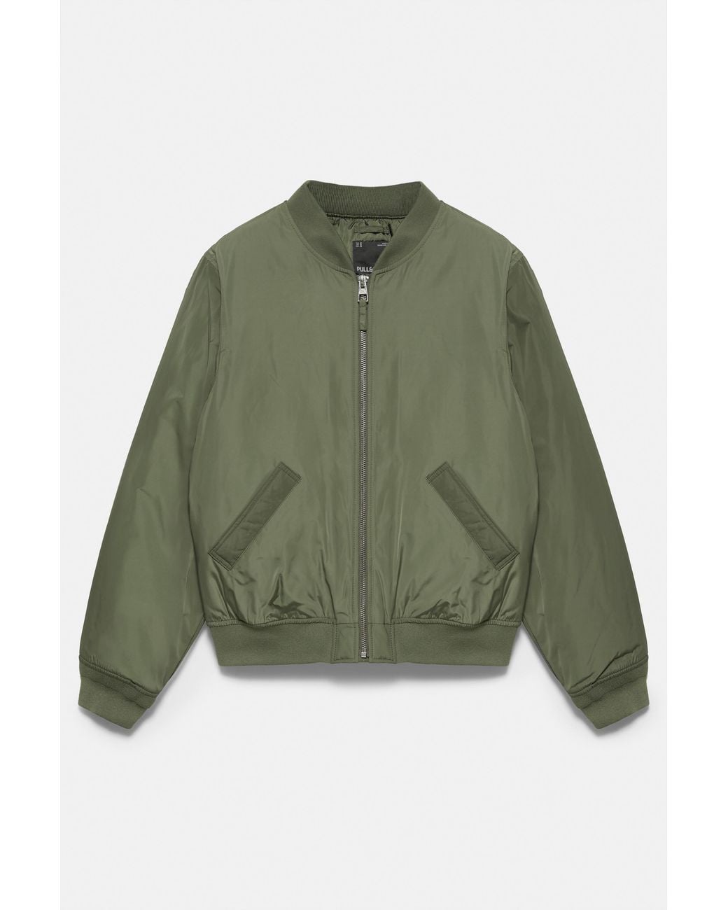 Pull&Bear Green Padded Bomber Jacket for men