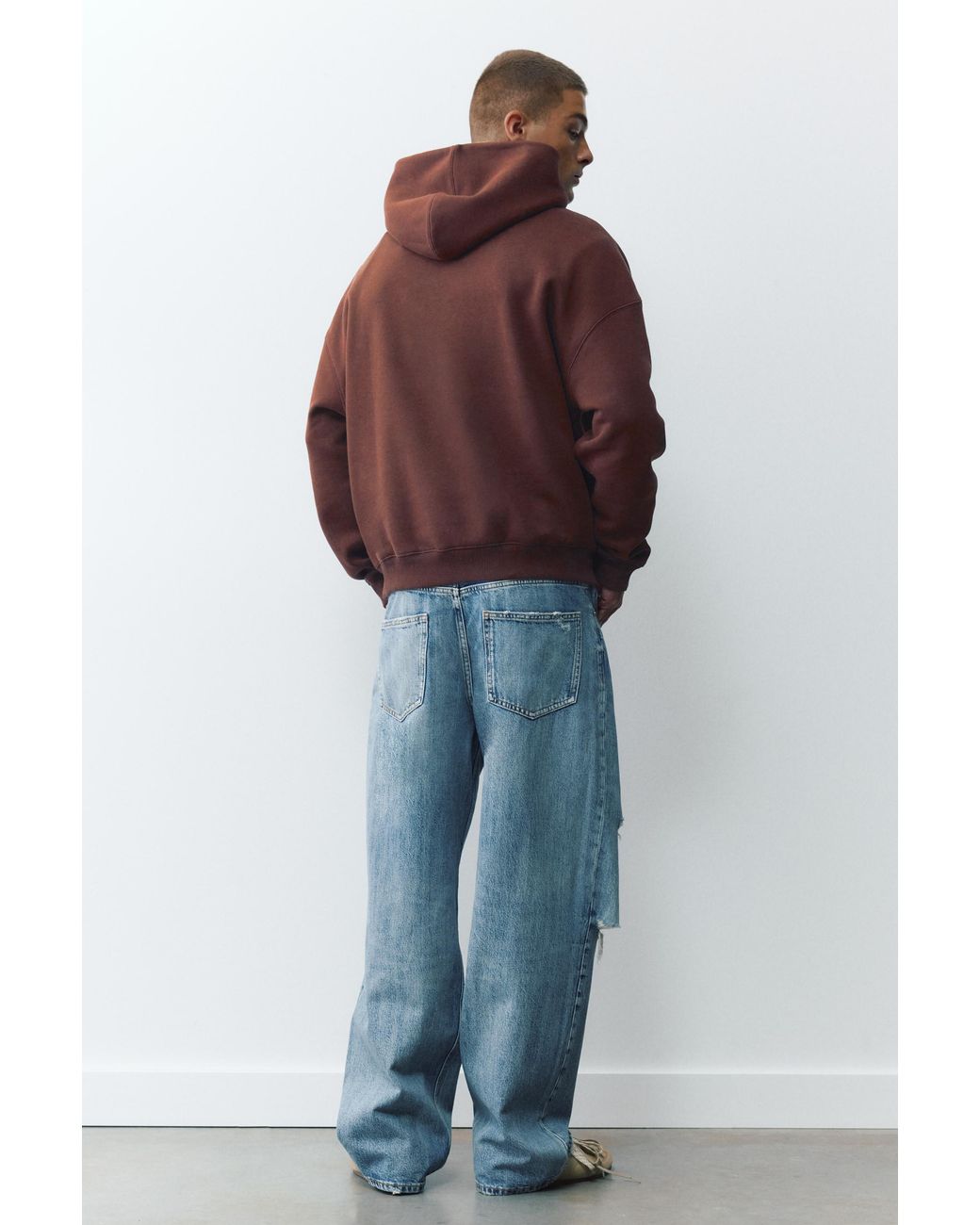 Pull&Bear Blue Boxy Fit Hoodie for men