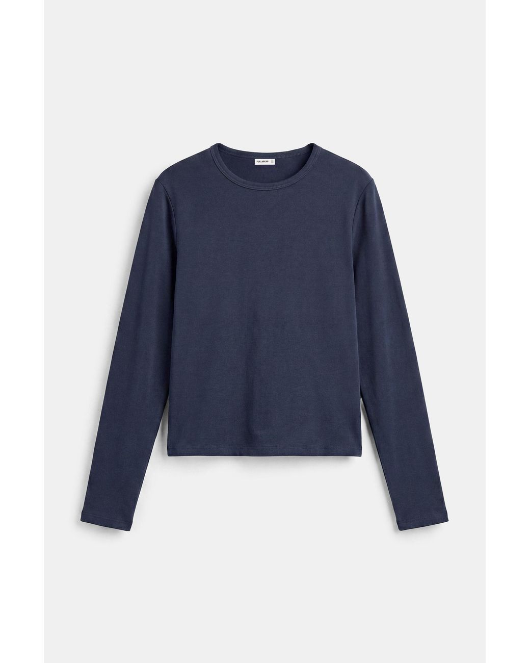 Pull&Bear Blue Fitted Long Sleeve T-Shirt