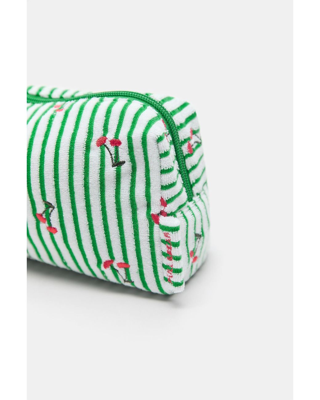 Pull&Bear Green Towel-Effect Striped Wash Bag