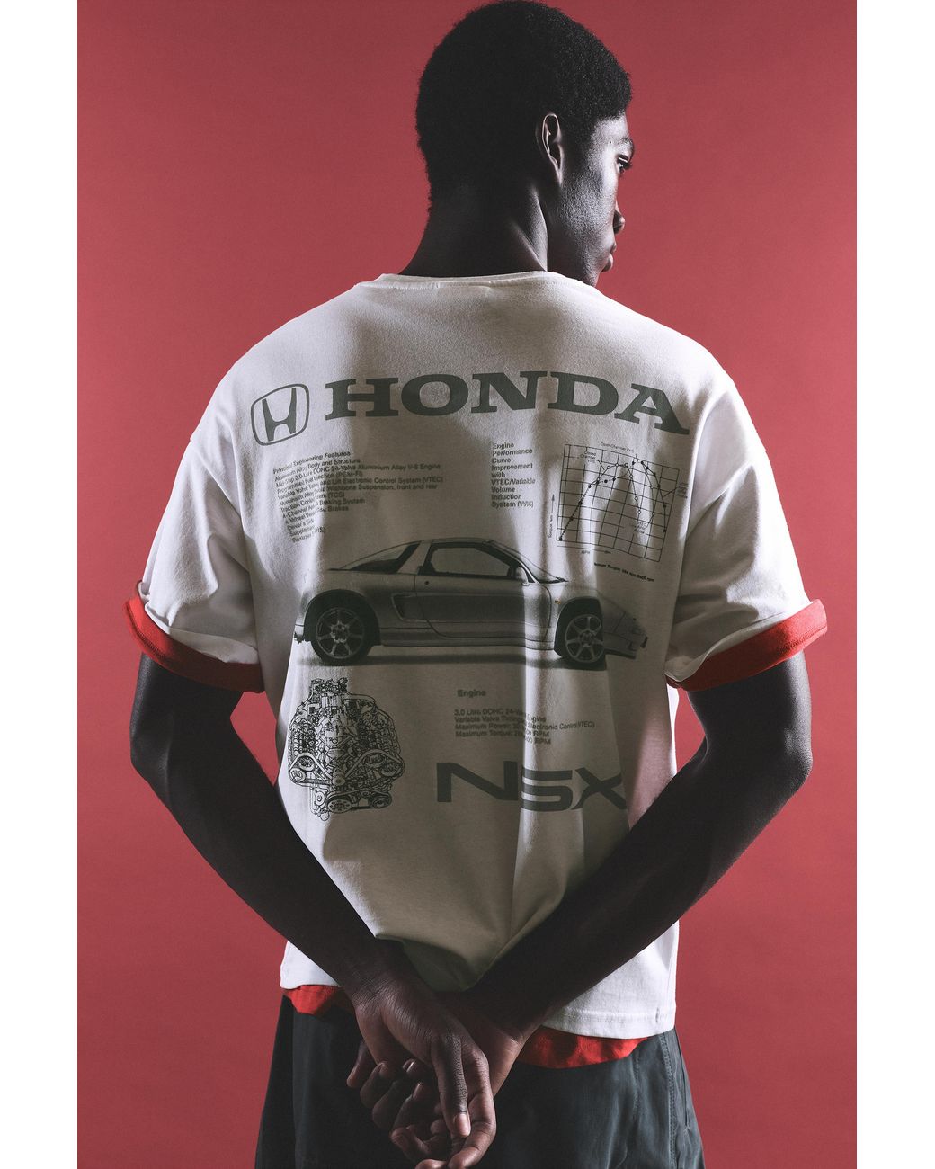 Pull&Bear White Honda Nsx T-Shirt for men