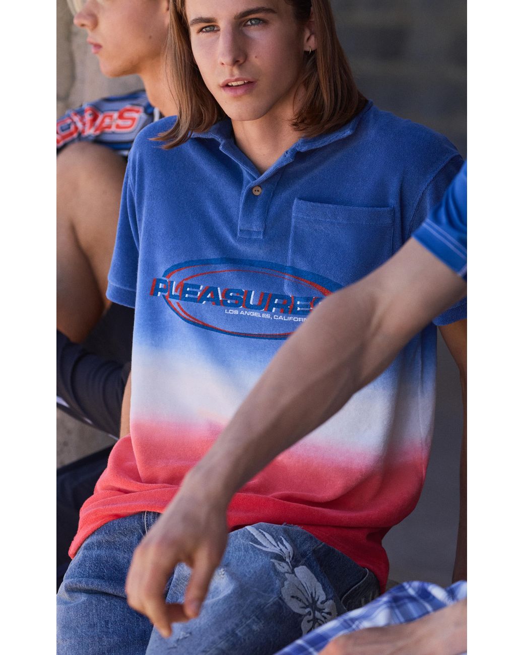 Pull&Bear Blue Pleasures X Stwd Ombré Polo Shirt for men