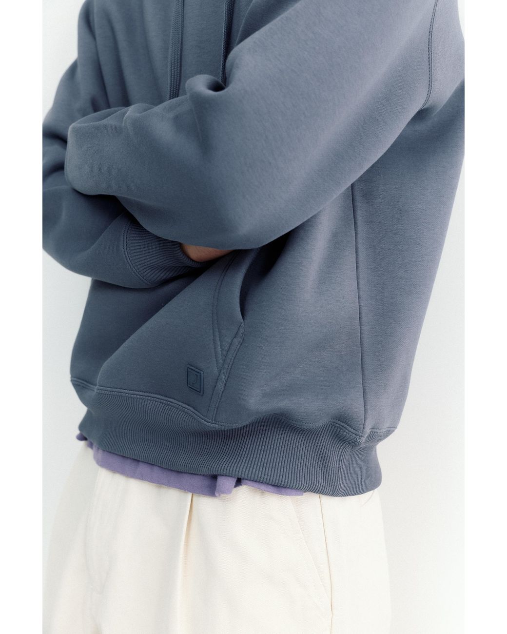 Pull&Bear Basic-Kapuzensweatshirt in Blue für Herren