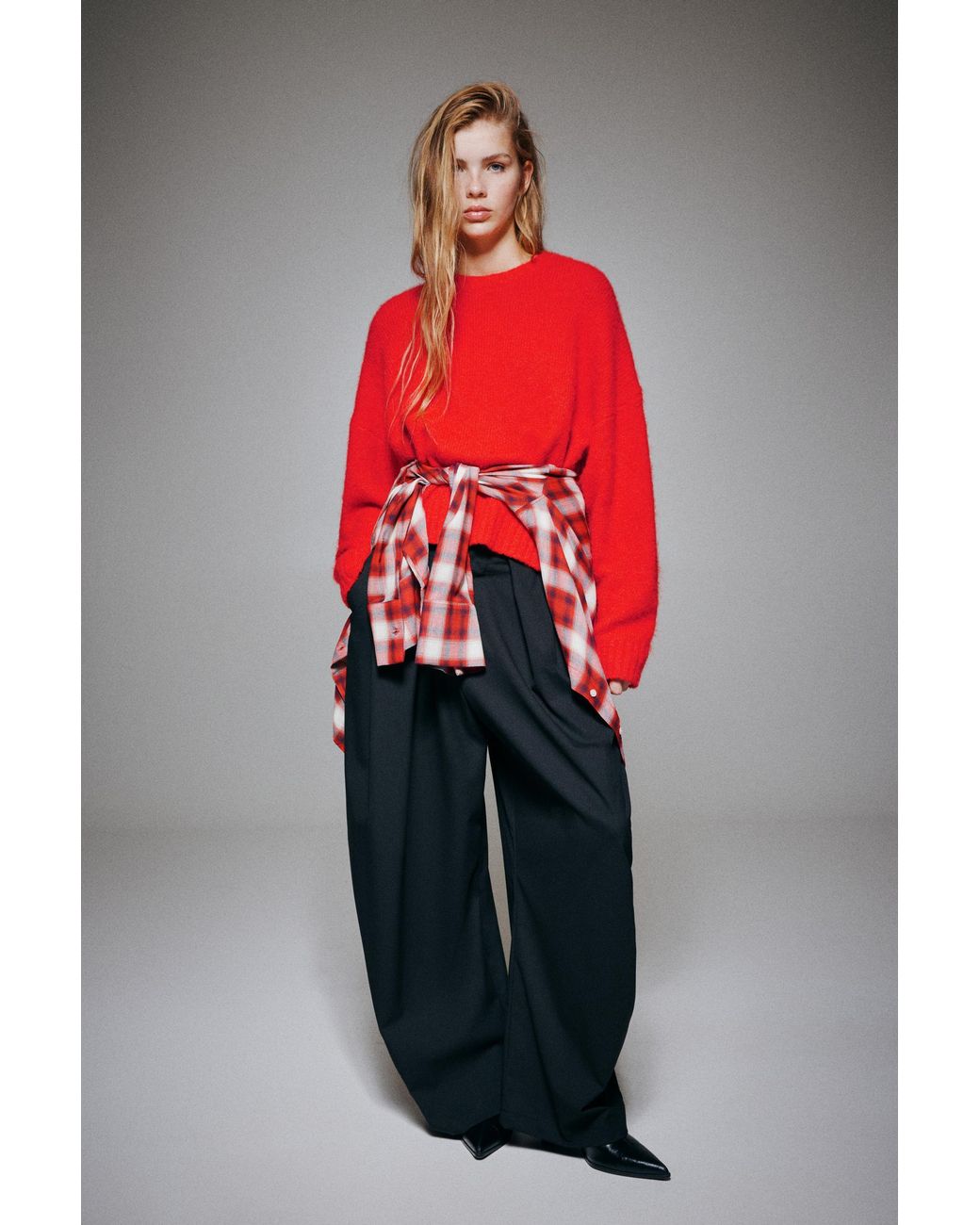 Pull&Bear Red Basic-Strickpullover