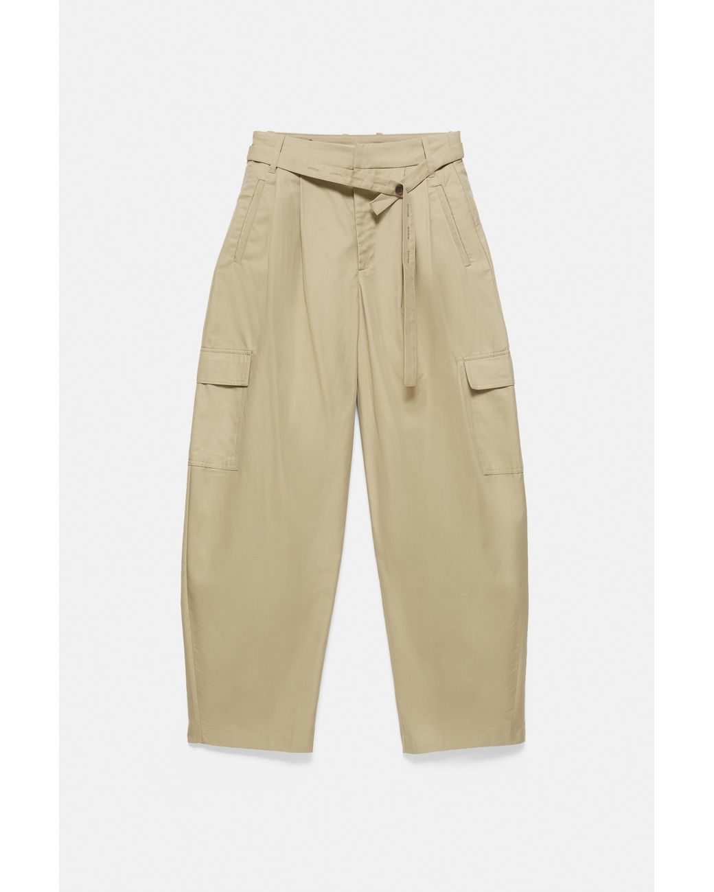 Pull&Bear Cargobroek Met Pofmouw En Riem in het Gray
