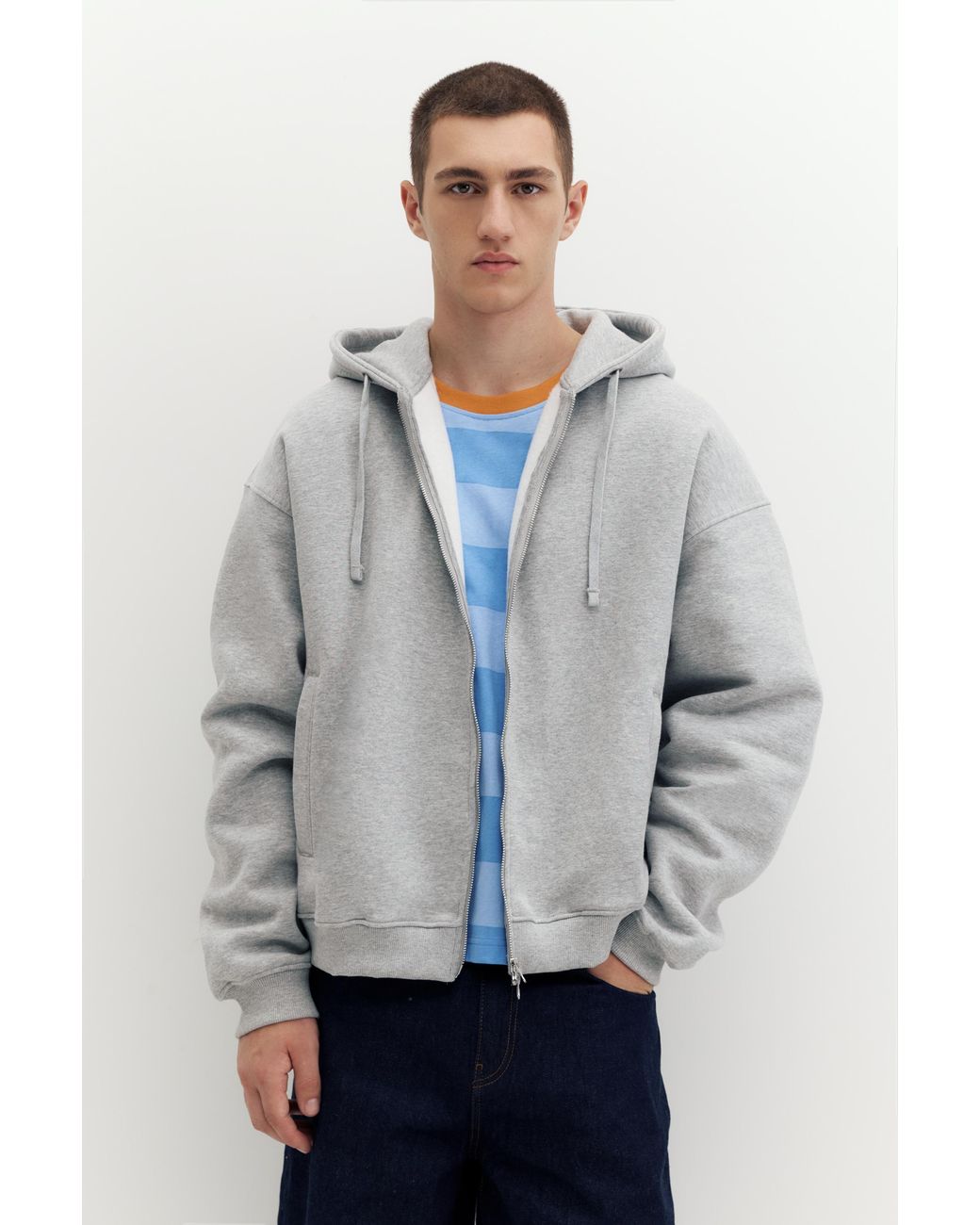 Pull&Bear Capuchonsweater Met Rits in het Gray voor heren