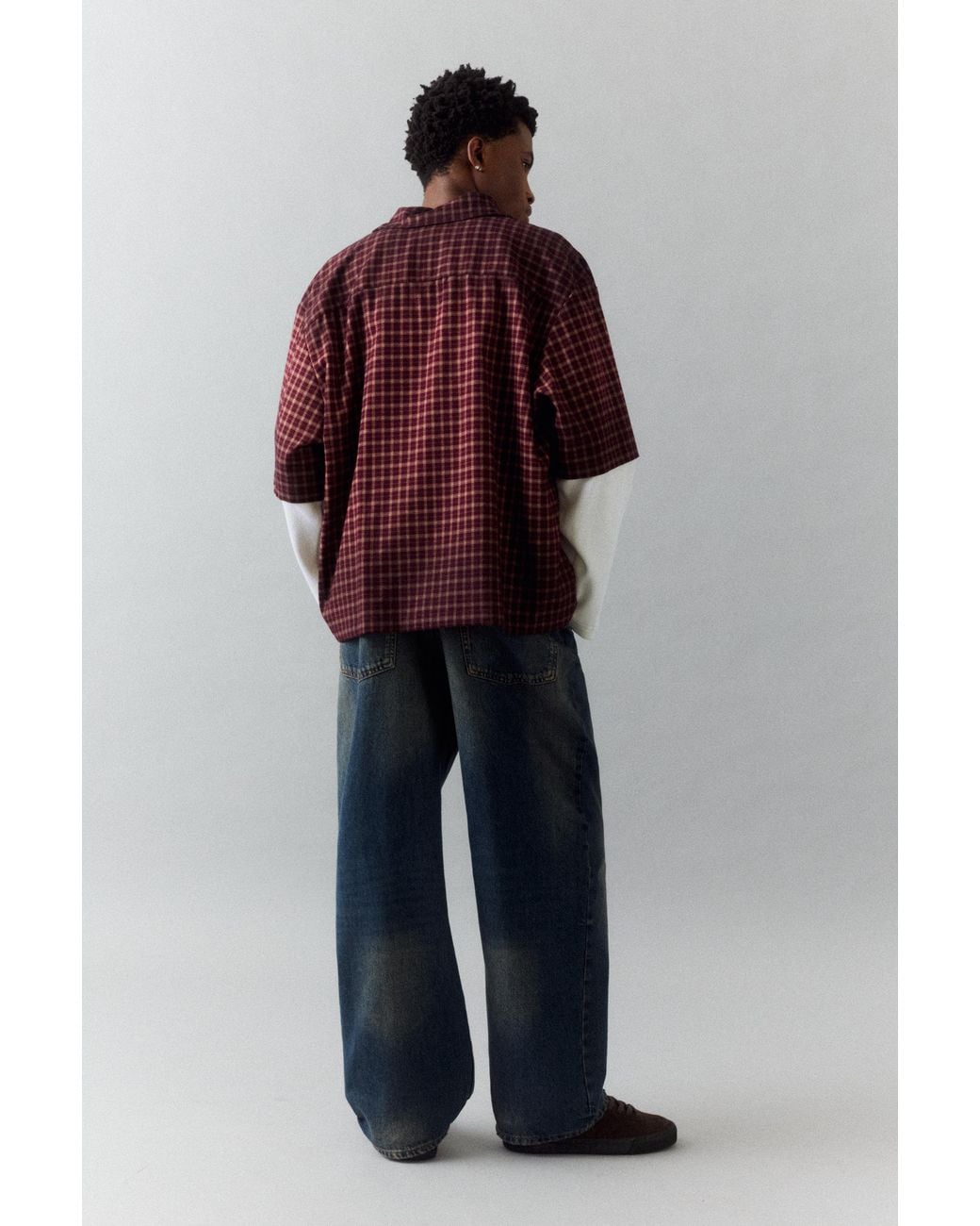 Camicia Doppia Manica Waffle di Pull&Bear in Red da Uomo