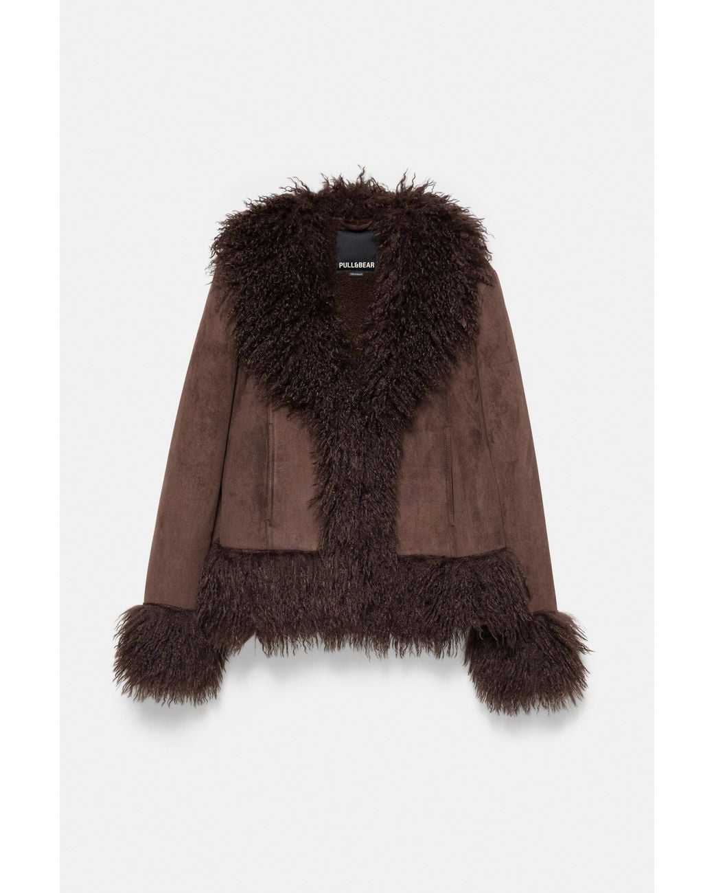 Pull&Bear Brown Fitted Faux Suede Jacket
