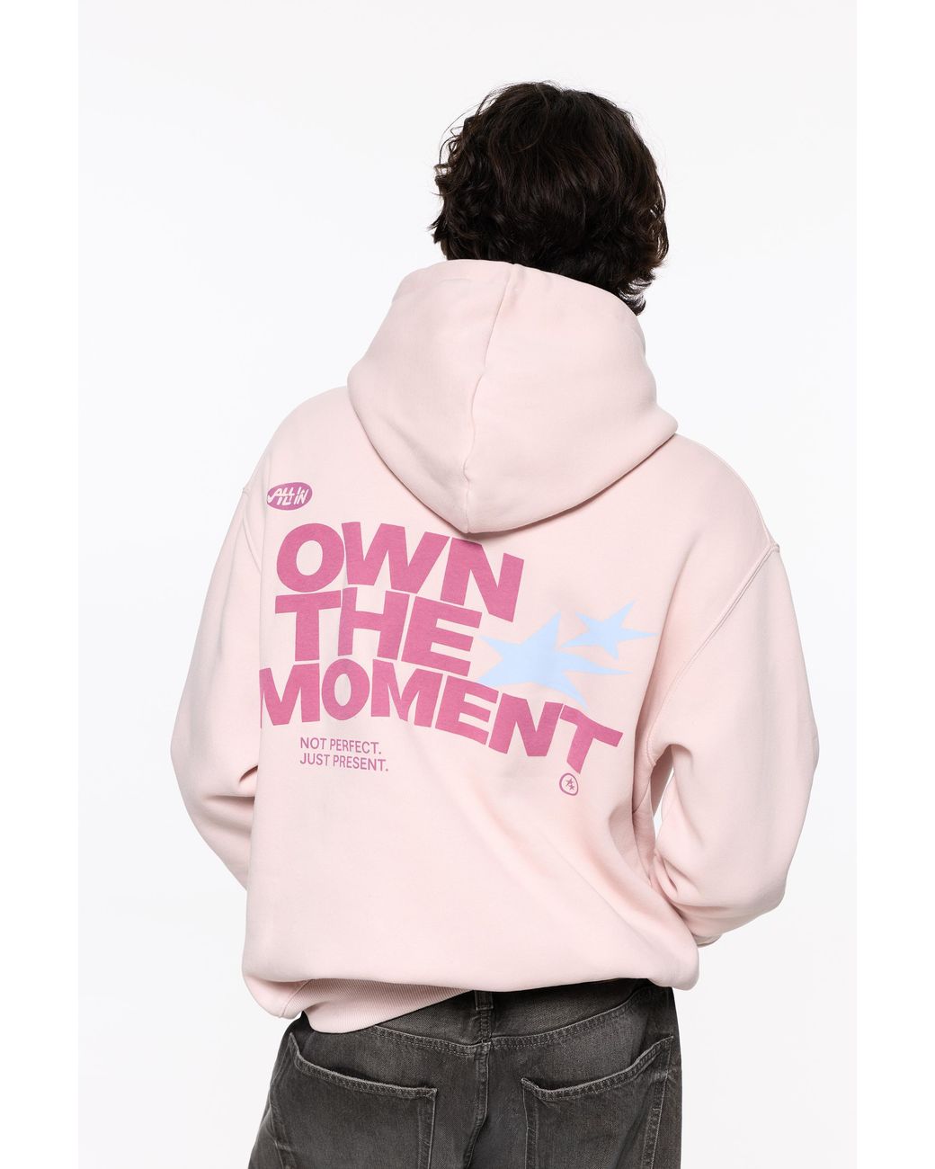 Pull&Bear Pink Graphic Sweatshirt With Hood for men
