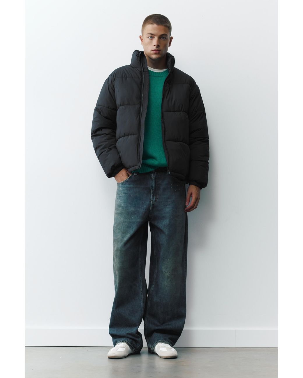Giubbotto Imbottito Collo Alto di Pull&Bear in Black da Uomo