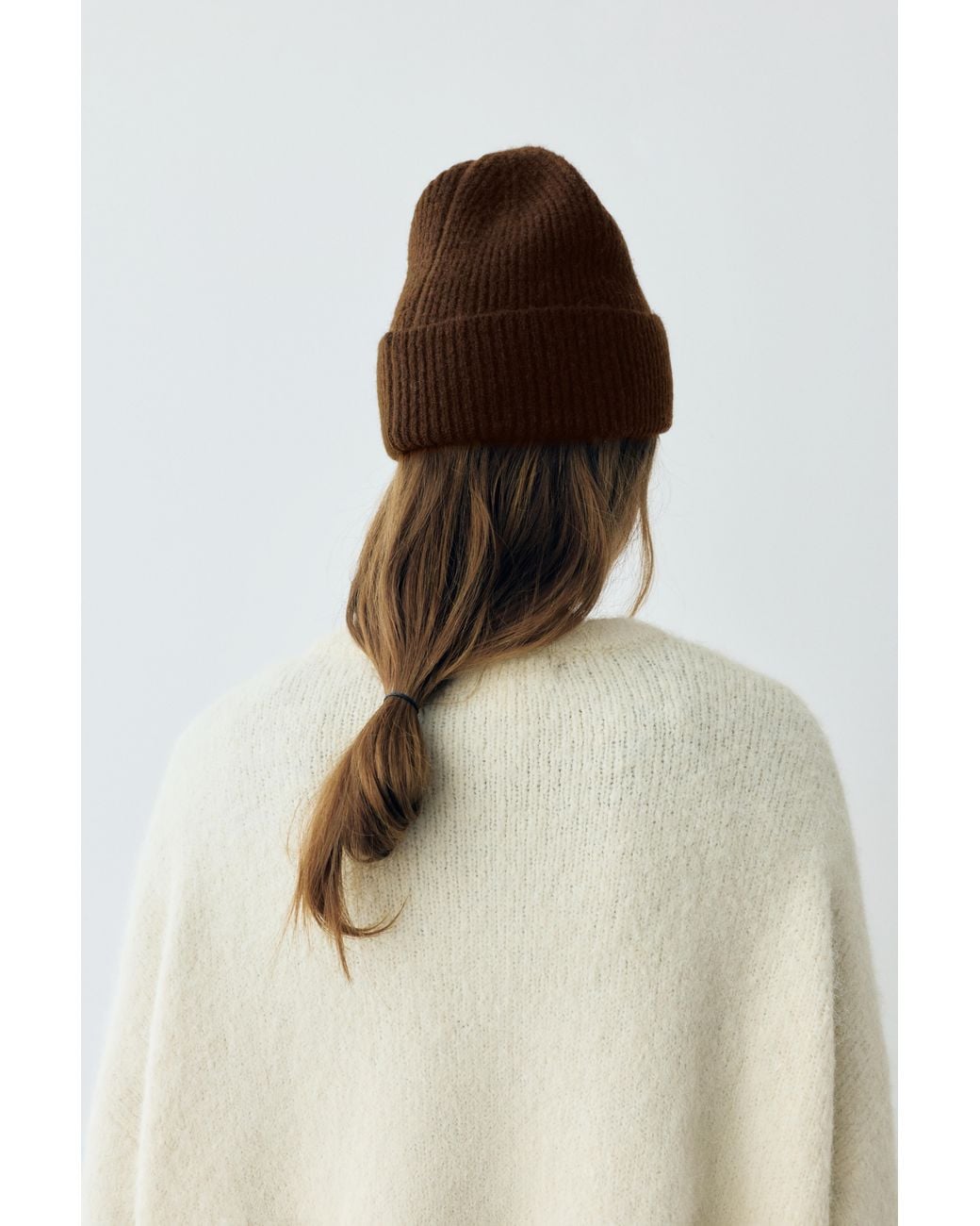 Pull&Bear Brown Ribbed Knit Beanie