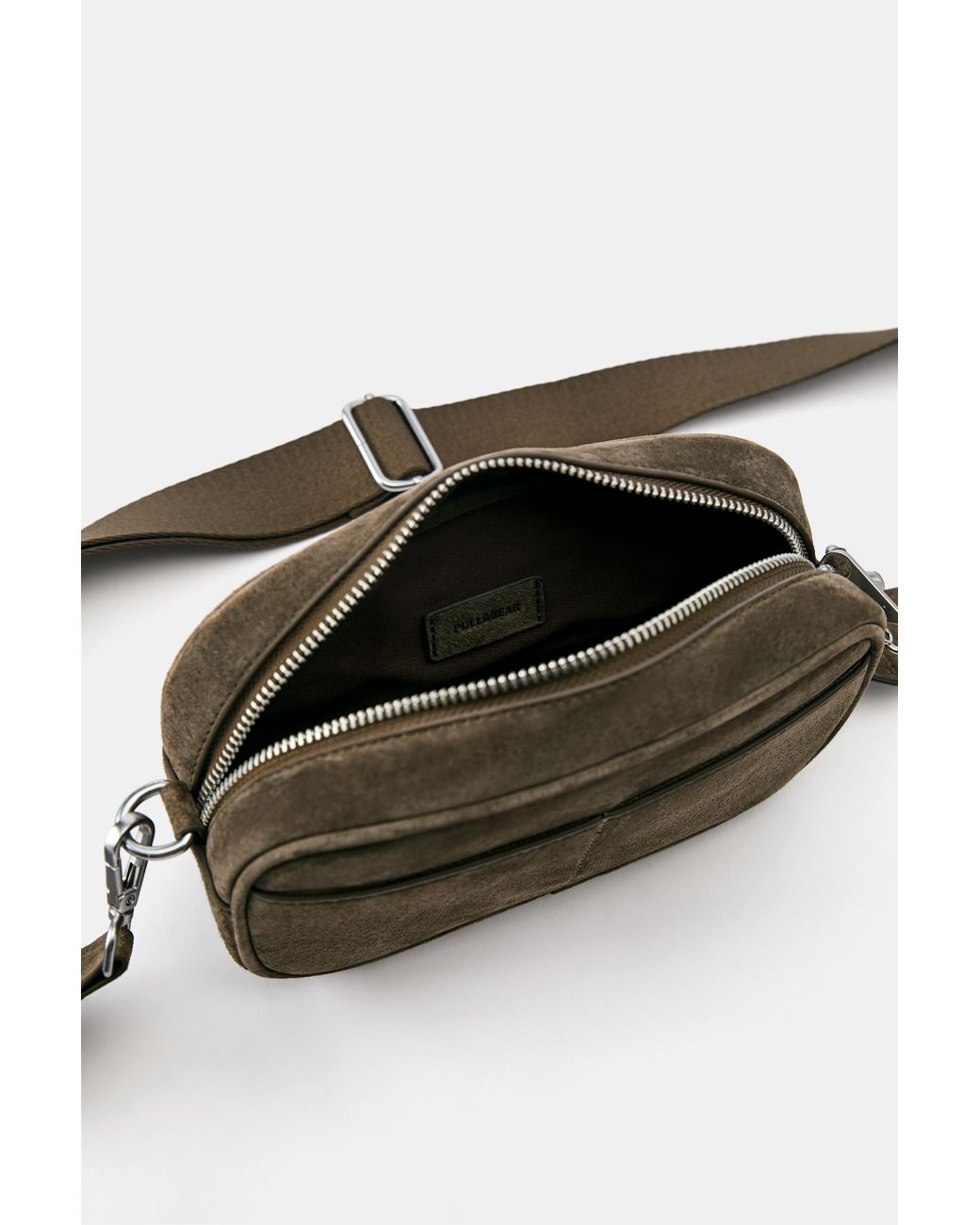 Pull&Bear Green Leather Crossbody Bag for men