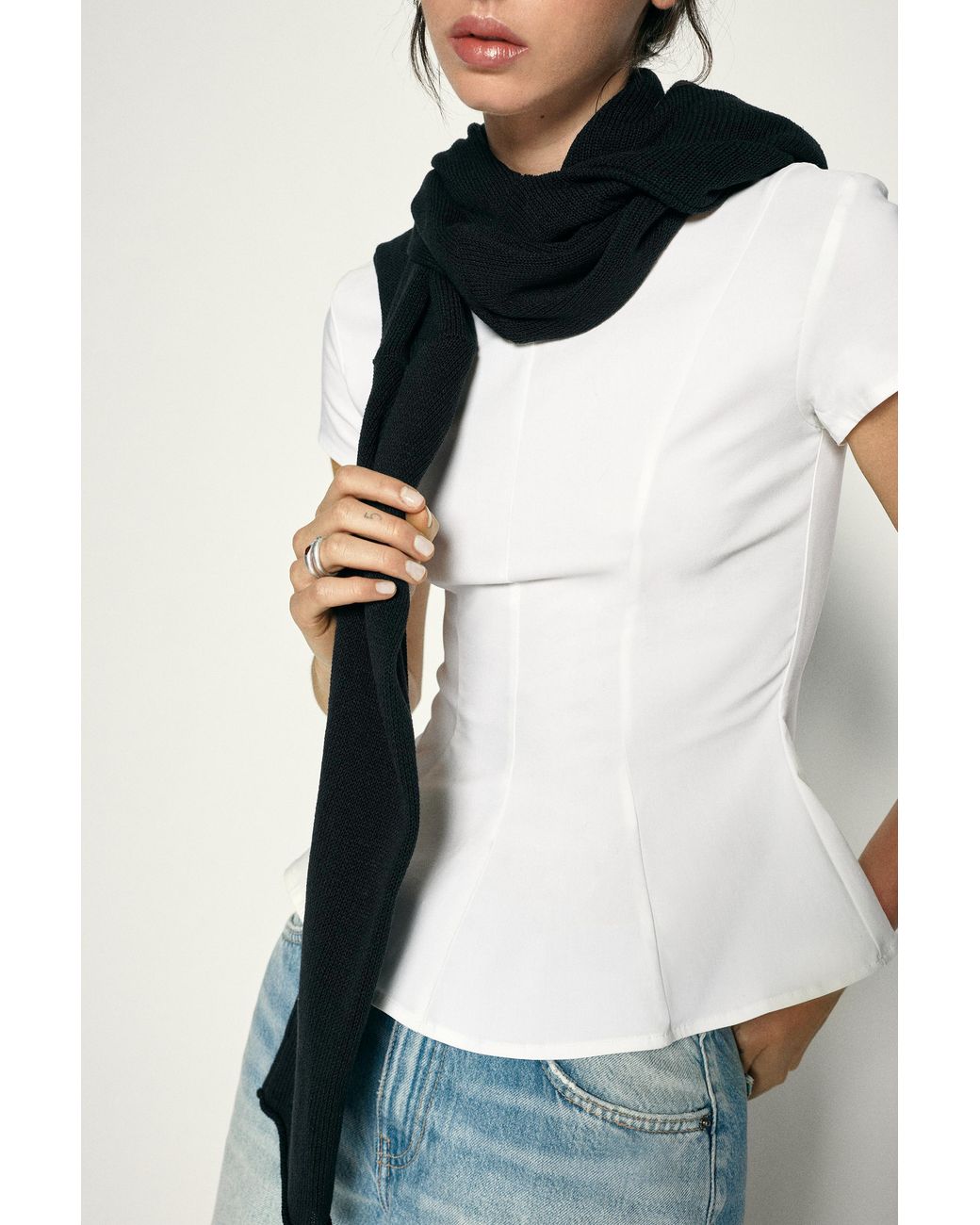 Pull&Bear Blue Peplum Top
