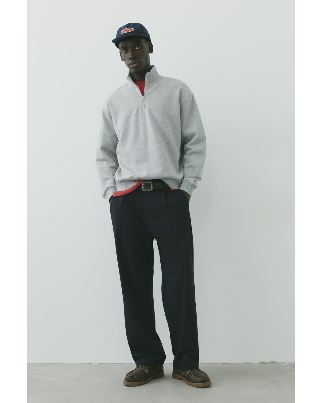 Pull&Bear Blue Wide-Leg Tailored Fit Trousers for men