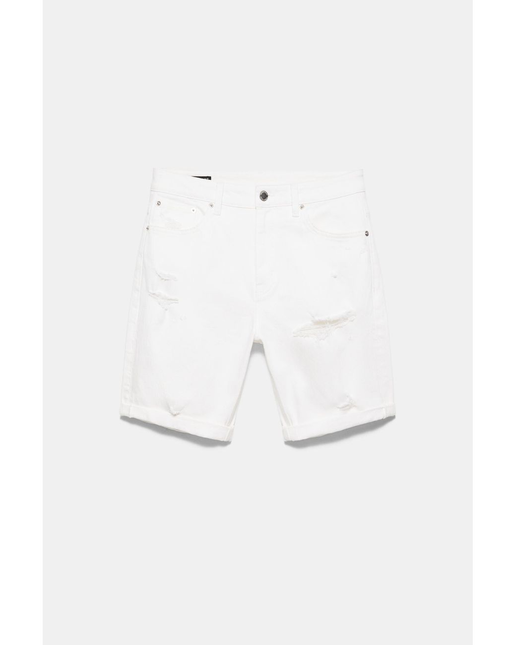 Pull&Bear Blue Ripped Denim Bermuda Shorts for men