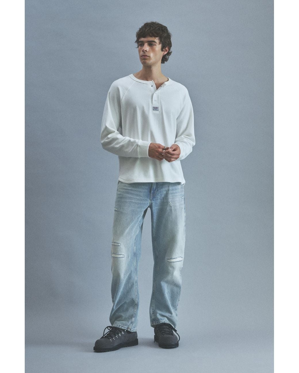 Pull&Bear Blue Low-Rise Baggy Jeans for men