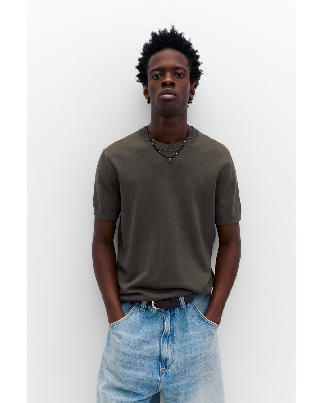 Pull À Manches Courtes Pull&Bear pour homme en coloris Green
