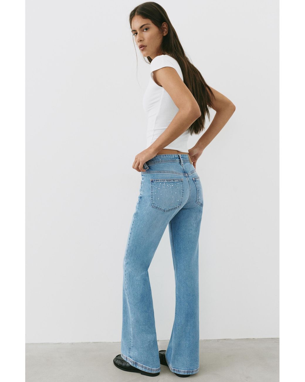Pull&Bear Blue Rhinestone Boot-Cut Jeans