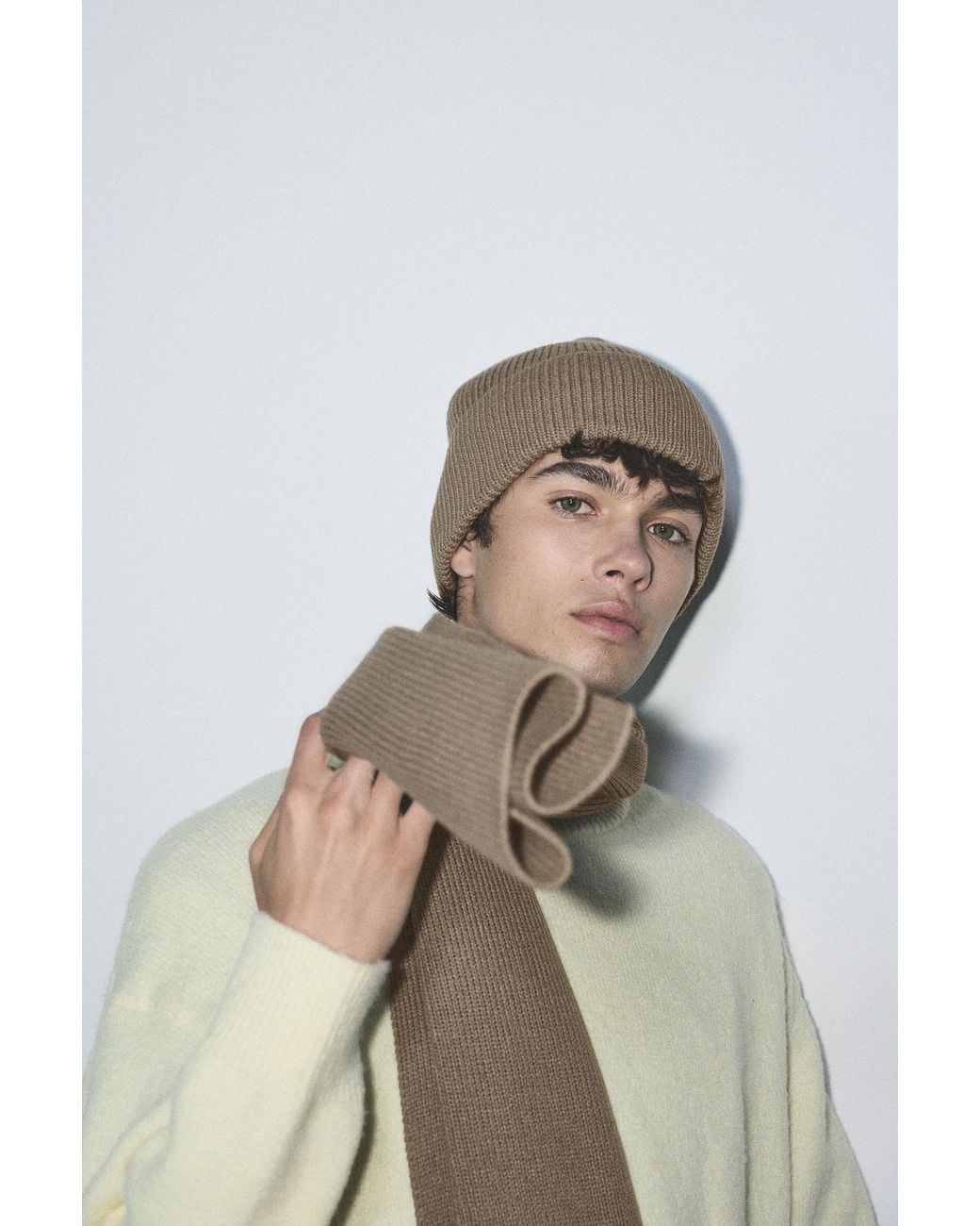 Pull&Bear Natural Basic Beanie for men