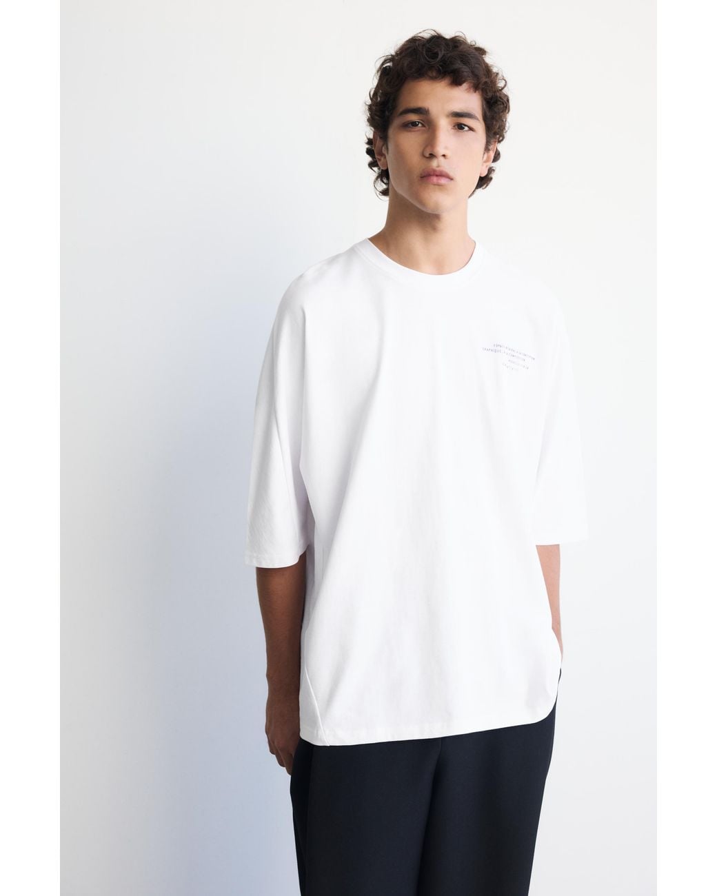 Pull&Bear White Boxy-Fit T-Shirt With Slogan for men