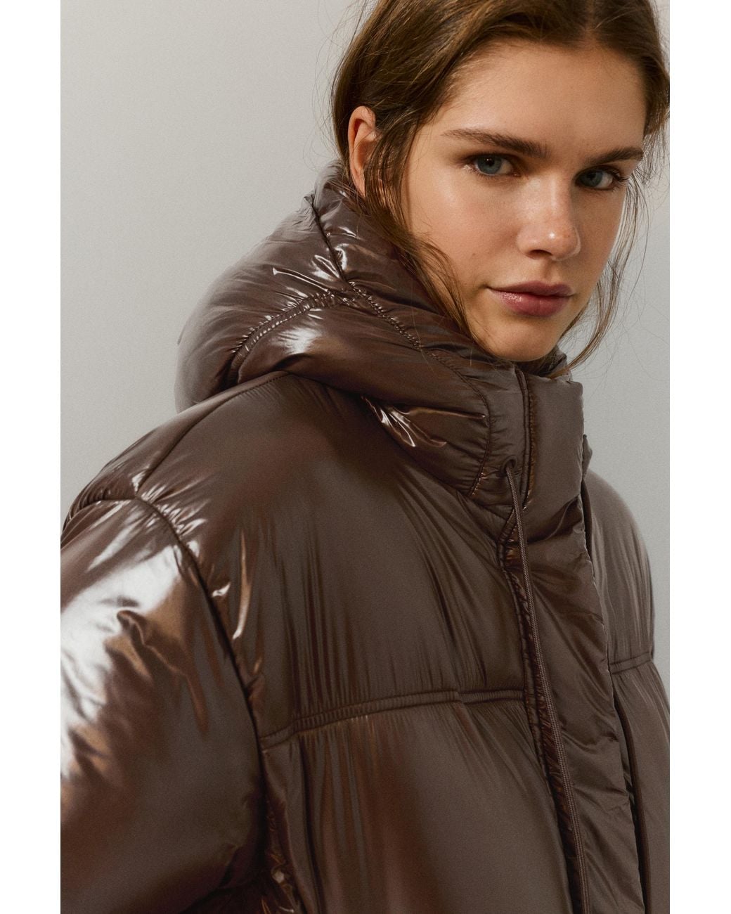 Pull&Bear Gewatteerd Jack Met Capuchon in het Brown