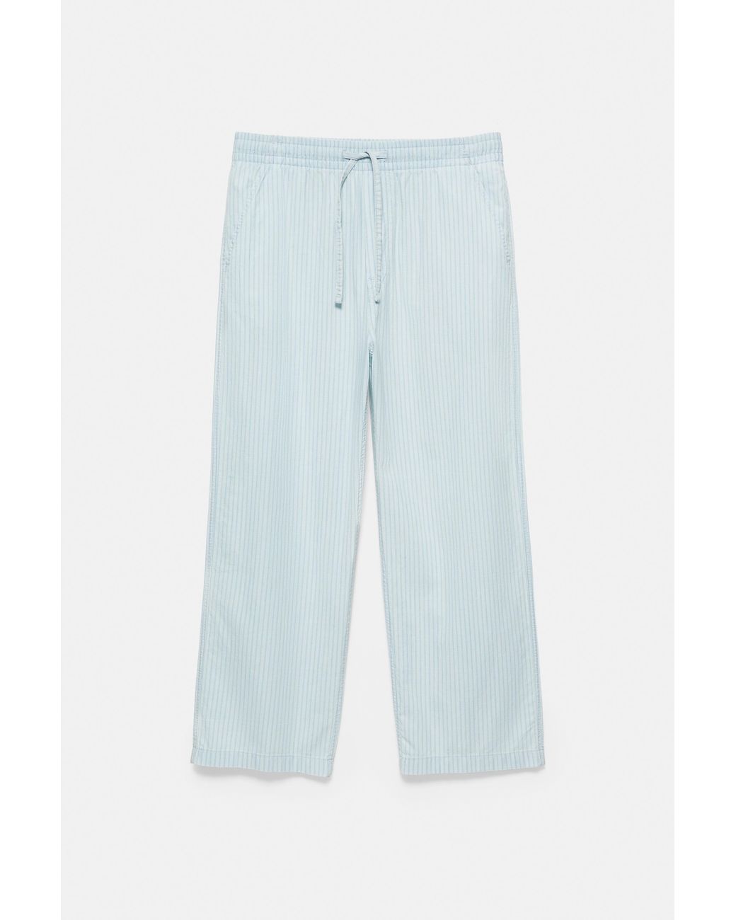 Pull&Bear Blue Striped Pyjama-Style Trousers for men