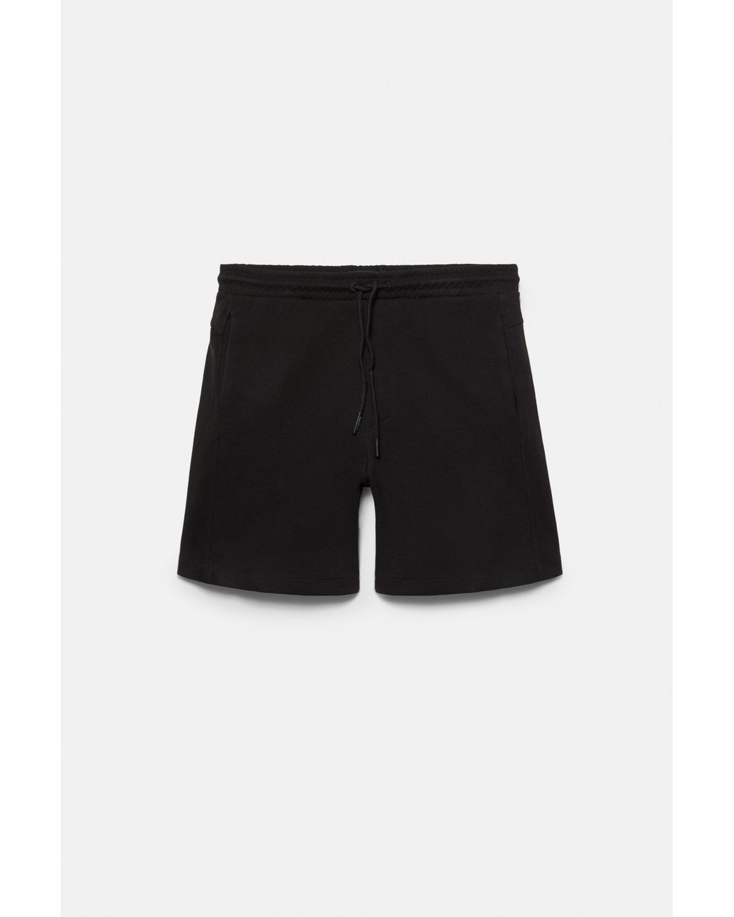 Pull&Bear Black Piqué Jogger Bermuda Shorts for men
