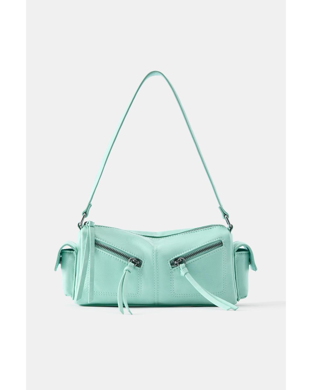 Pull&Bear Green Multipocket Shoulder Bag With Zips