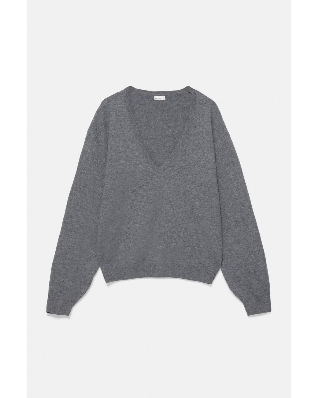 Pull&Bear Basis Trui Met V-Hals in het Gray