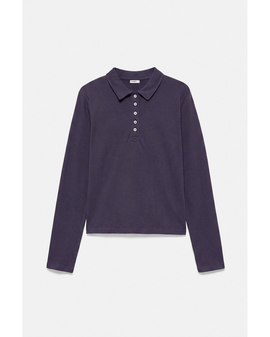 Pull&Bear Blue Long Sleeve Polo Shirt