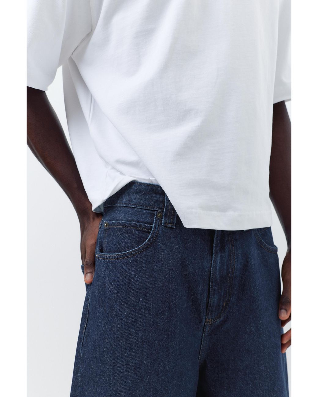 Pull&Bear Blue Skater Denim Bermuda Shorts for men