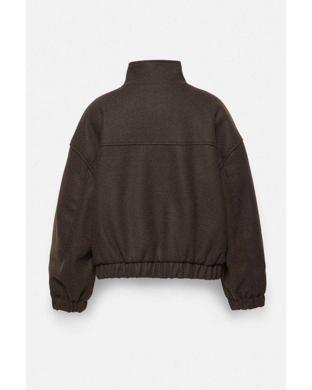Pull&Bear Brown Cloth Bomber Jacket With A High Neck