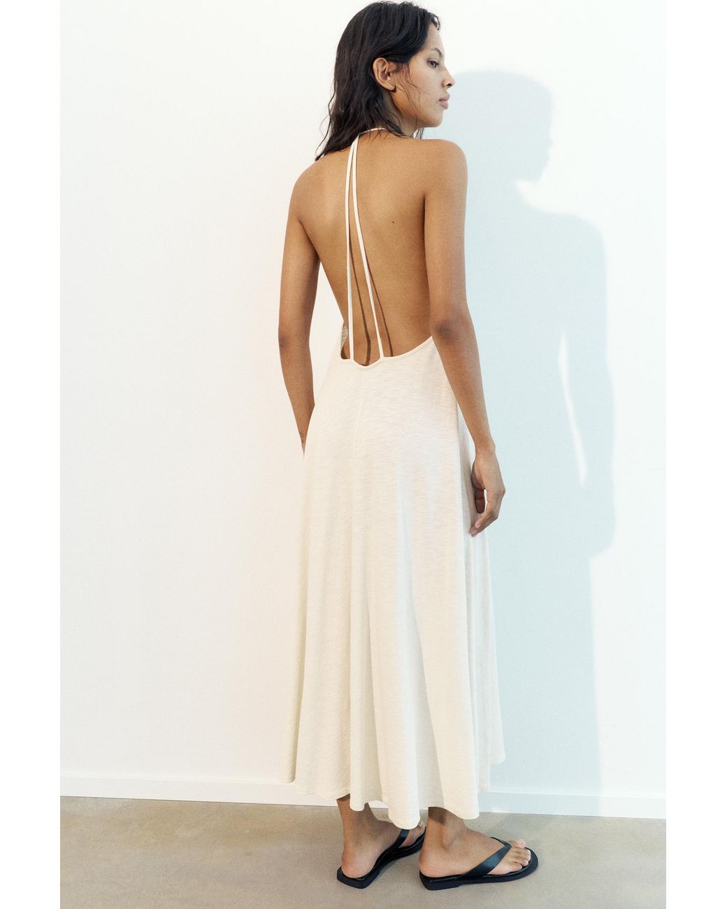 Pull&Bear White Strappy Back Midi Dress
