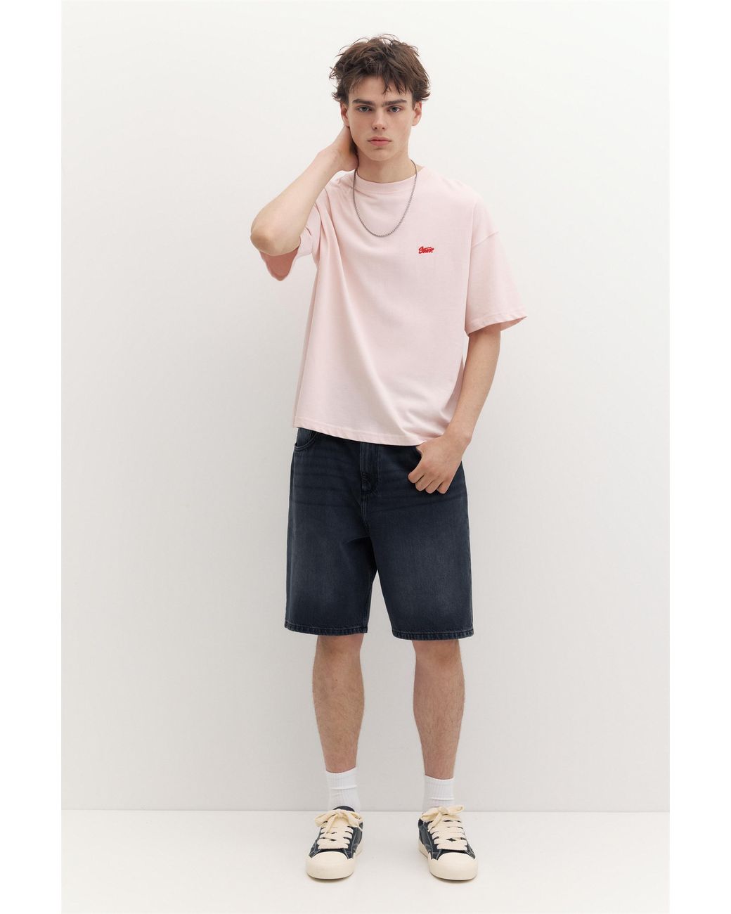 Pull&Bear White Stwd Logo Boxy T-Shirt for men