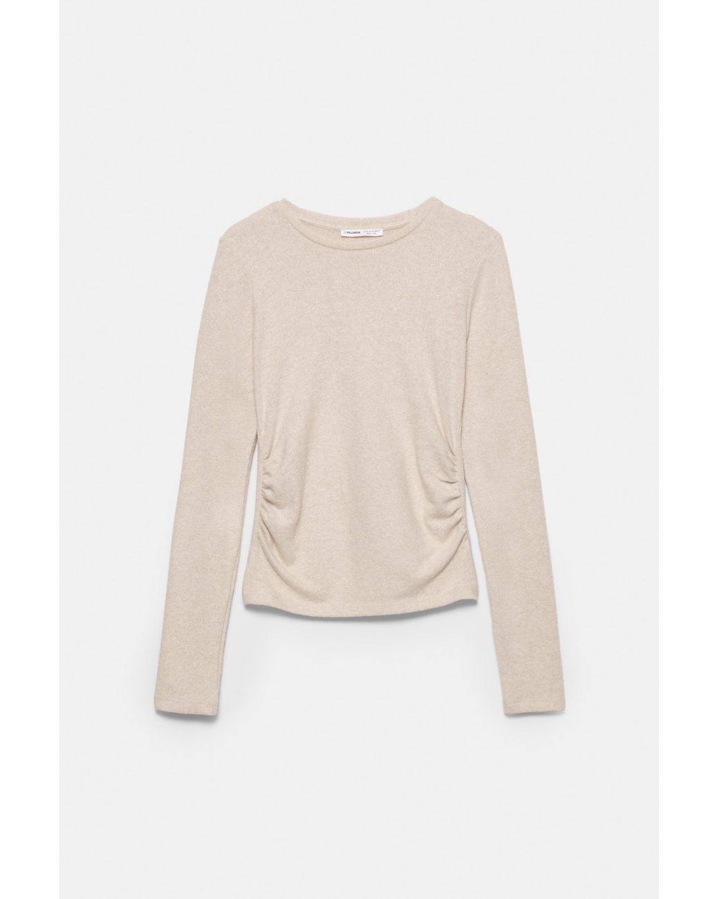 Pull&Bear Natural Soft-Touch Gathered T-Shirt