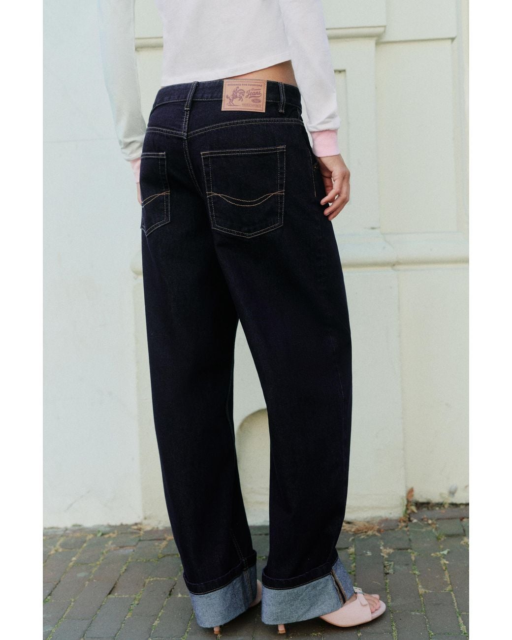 Pull&Bear Gray Turn-Up Hem Jeans