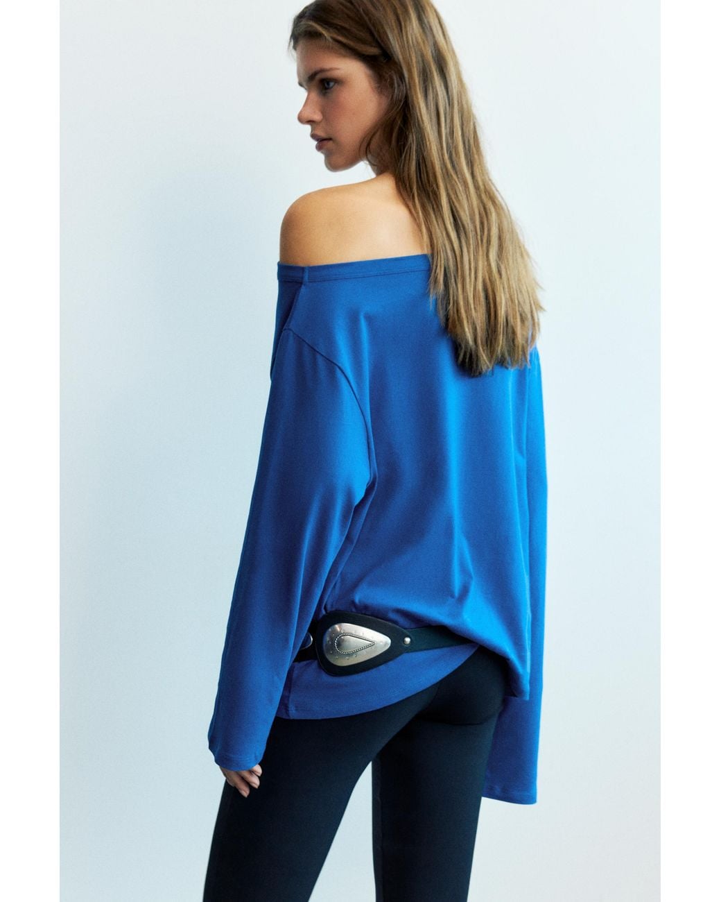 Pull&Bear Blue Asymmetric Oversize T-Shirt