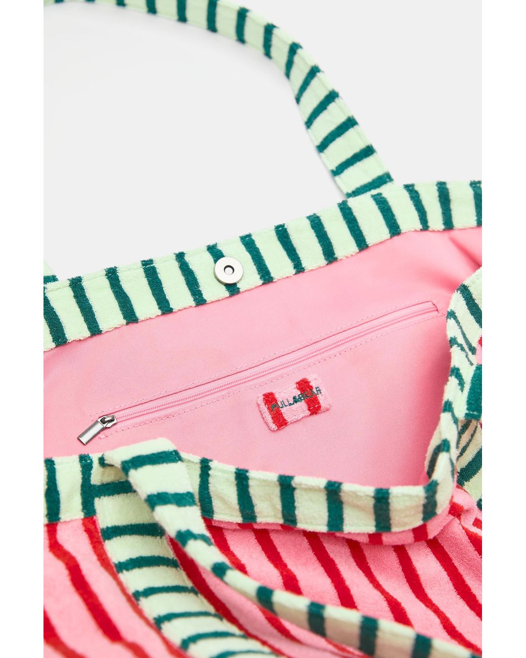 Pull&Bear Red Striped Towelling Shopper Bag